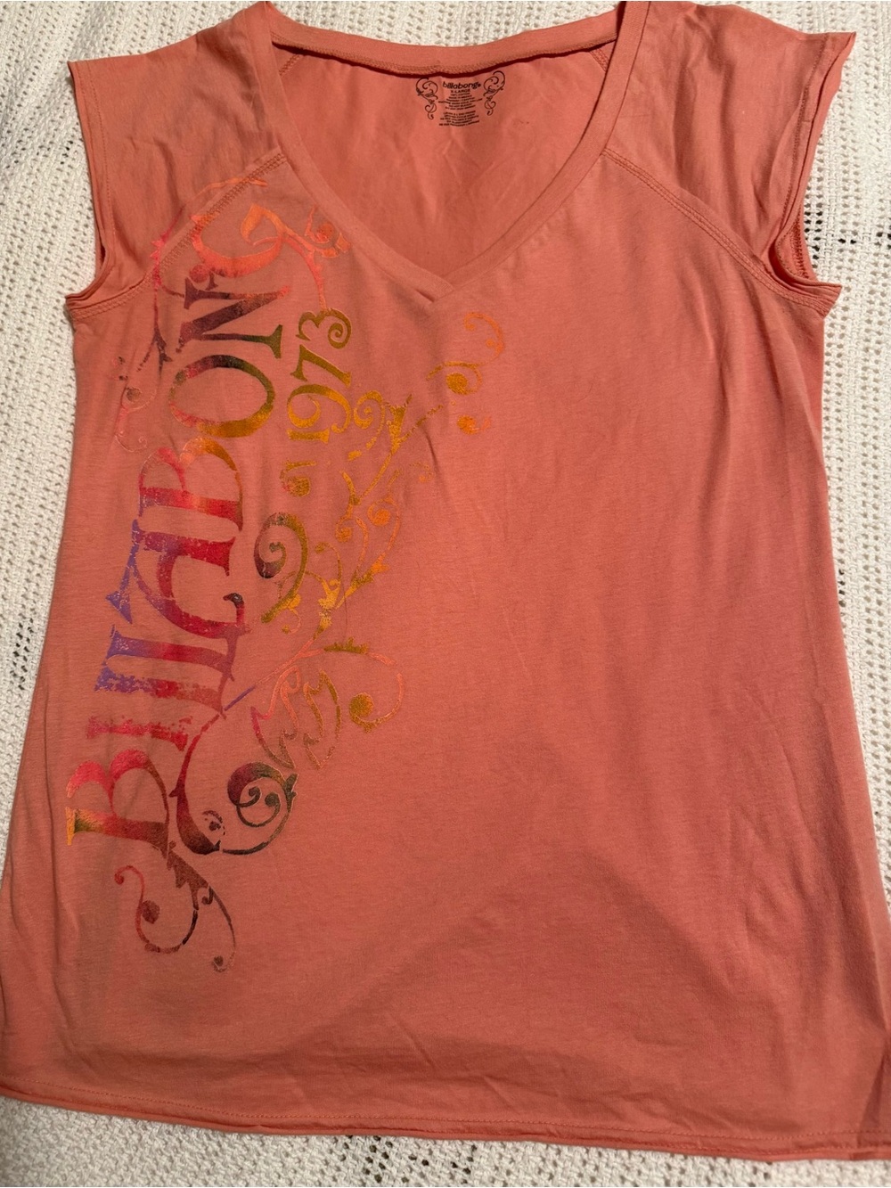 Billabong Coral V-Neck Tank with Rainbow Script